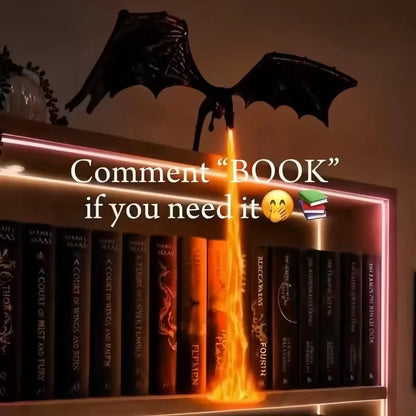 New Dragon Flame Book Nook Sculpture Fire Breathing Dragon Gothic Ornament Halloween Birthday Present Bookshelf Decoration 2026
