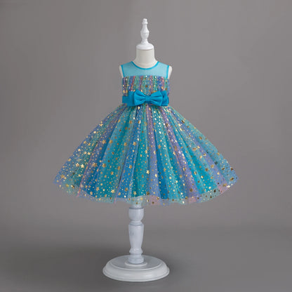 1-10 Years Baby Girl Clothing Rainbow Sequins Dress For Christmas Halloween Brithday Party Kid Girl Wedding Princess Dresses