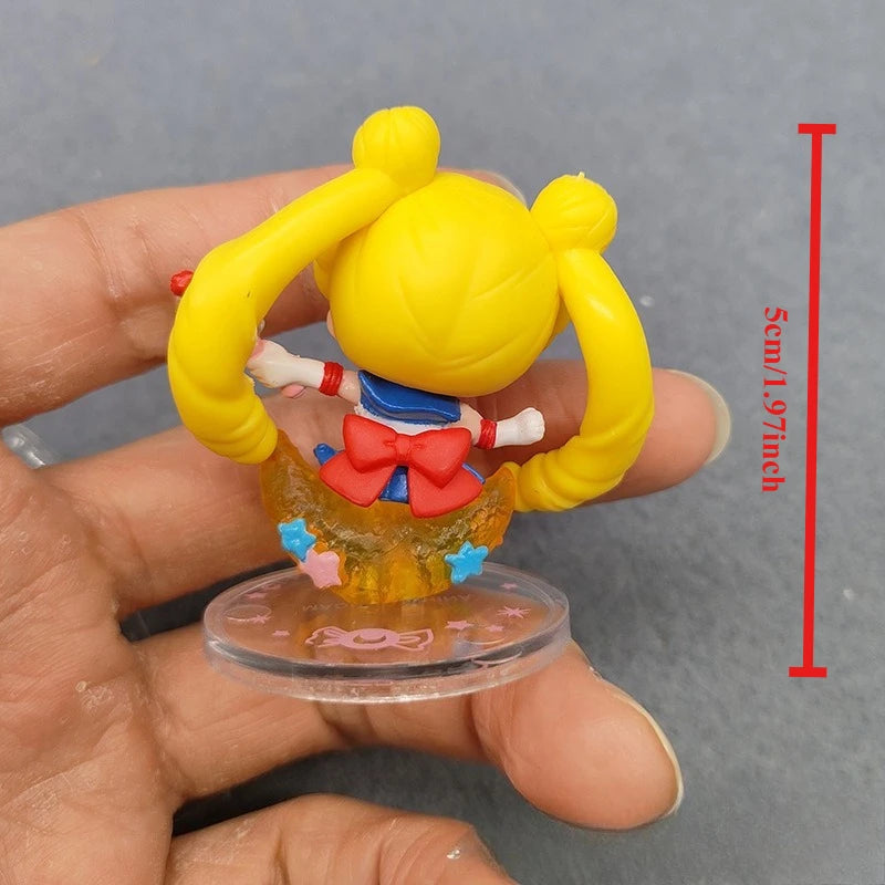 6Pcs Sailor Moon Anime Merchandise 4th Generation Figure with Base Desktop Ornament Collectible Statue Model Gift for Fans