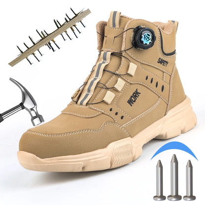 Steel Toe Safety Shoes Men Anti-puncture Work Boots Non-slip Wear Resistant Industrial Protective Labor Shoes Breathable Safety