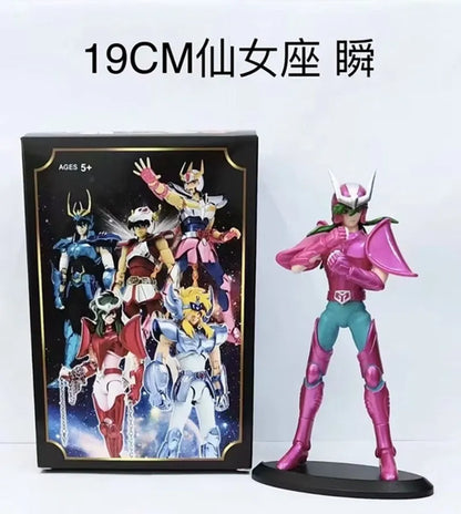 19CM Anime Figure Phoenix Ikki Hyoga Seiya Shiryu Standing Armor Model Children's Toys PVC Box Desktop Collection Decoration