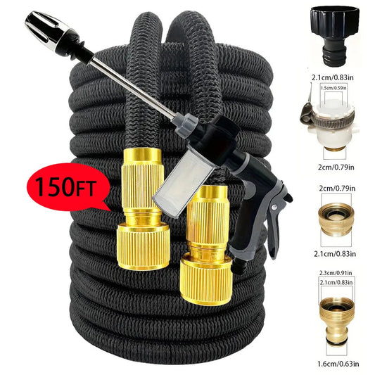 Expandable Garden Hose 25FT-150FT Magic Water Pipe for Home Garden Daily Watering High-Pressure Car Wash Cleaning Spray Gun