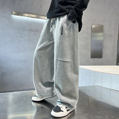 UNITIM 2026 Autumn Teens Boys Sweatpants 4-14Yrs Kids Boys Wide Leg Pants Loose Elastic Waist Junior Children Boys Straight Pant