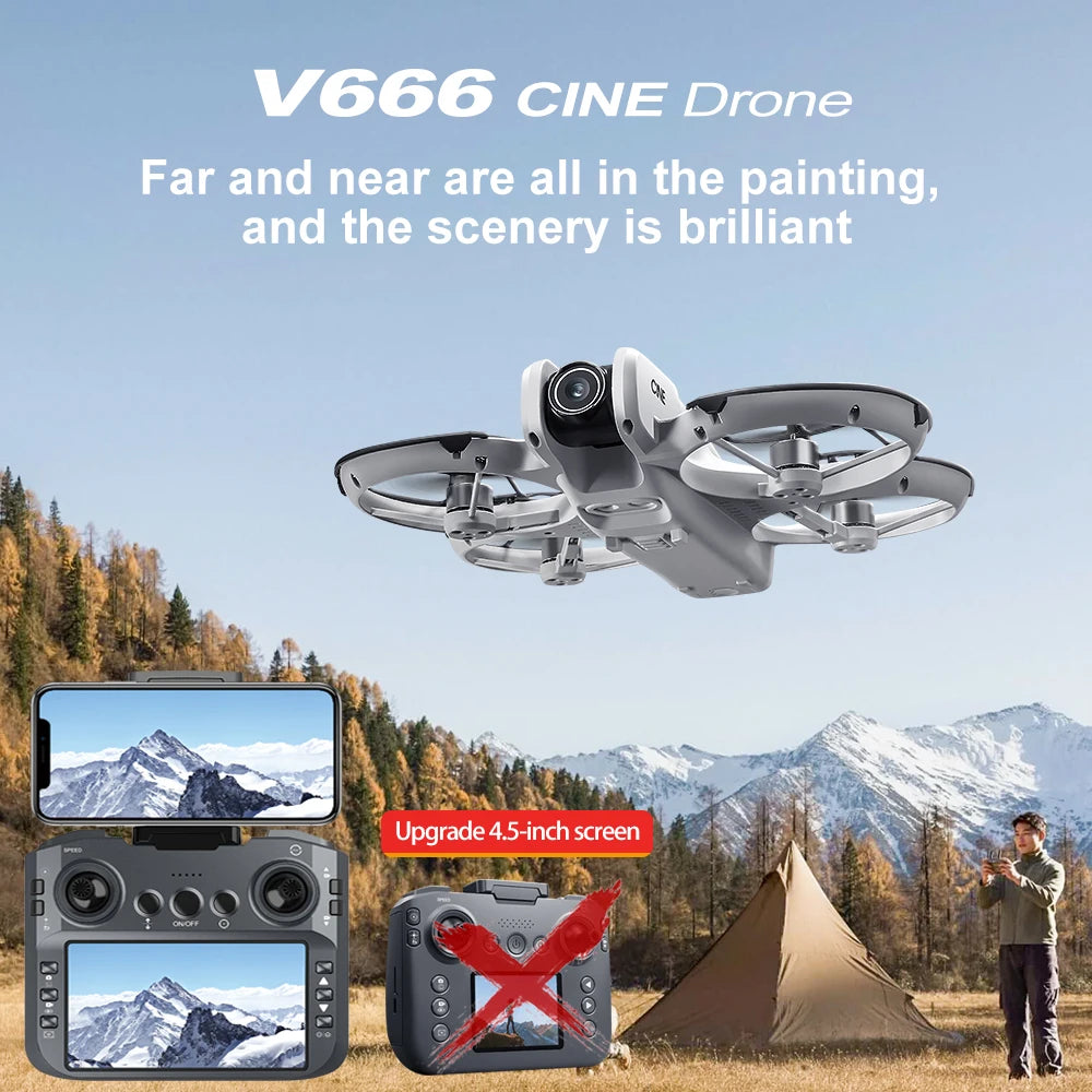 V666 Quadcopter Drone: 8K HD Camera, FPV, Brushless, Intelligent Obstacle Avoidance RC Toy