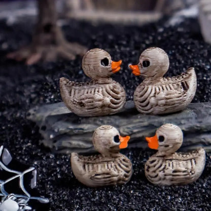 20-Pack 0.6in Gothic Cute Skull Ducks - Resin Figurines for Halloween, Gothic Home, Office, Party - Compact Desk Decor