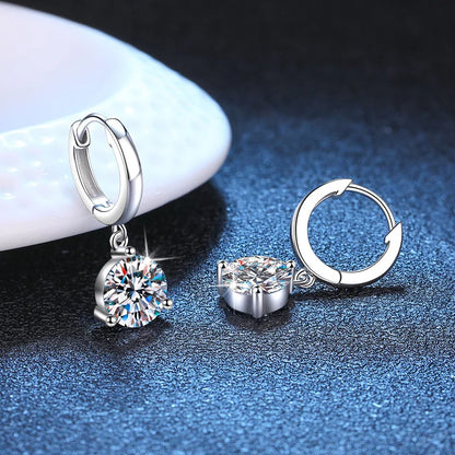 1ct/ 2ct/4ct Moissanite Diamond Earrings S925 Sliver Orginal Drop Earring Wedding Bride Jewelry with Certificate for Women