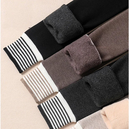 Autumn Winter Korean Style Kids Clothes 0-15Y Girl Thick Warm Leggings Striped Cuffs Fashion Girls' Nine Point Pants