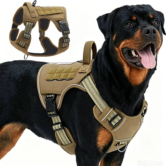 Large Dog Harness Collar Leash Molle Pouches Pet German Shepherd Malinois Training Walking Vest Dog Harnesses for Medium Dogs