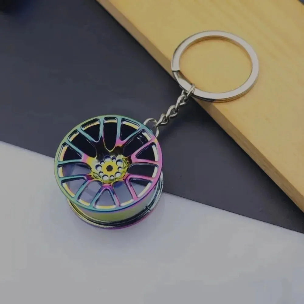 Metal Mini Car Auto Creative Wheel Keychain Parts Auto Enthusiast  Accessories KeyKeyring Ring Chain for Men Woman Lover Gift