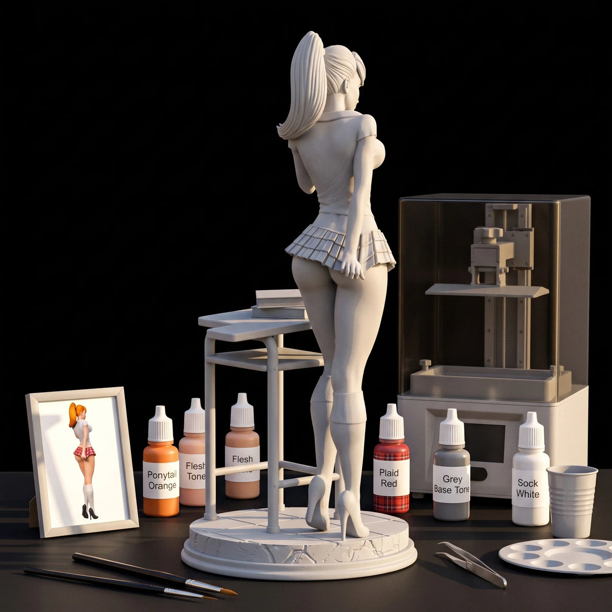 1/24 1/18 1/12 hot student Unpainted Unassembled 3D Printing Model Garage Kits (Requires Painting and Assembly)