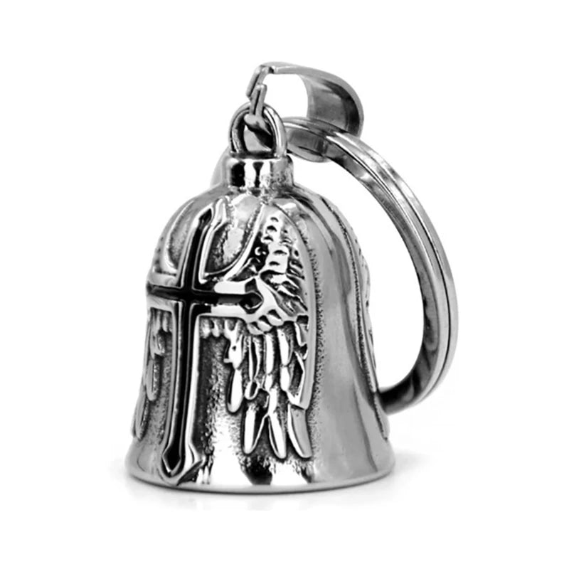 Guardian Bell Motorcycle Bells, Stainless Steel Motorcycle Bell Lucky Charm, Motorcycle Bell Hanger, Chrome for Motorc