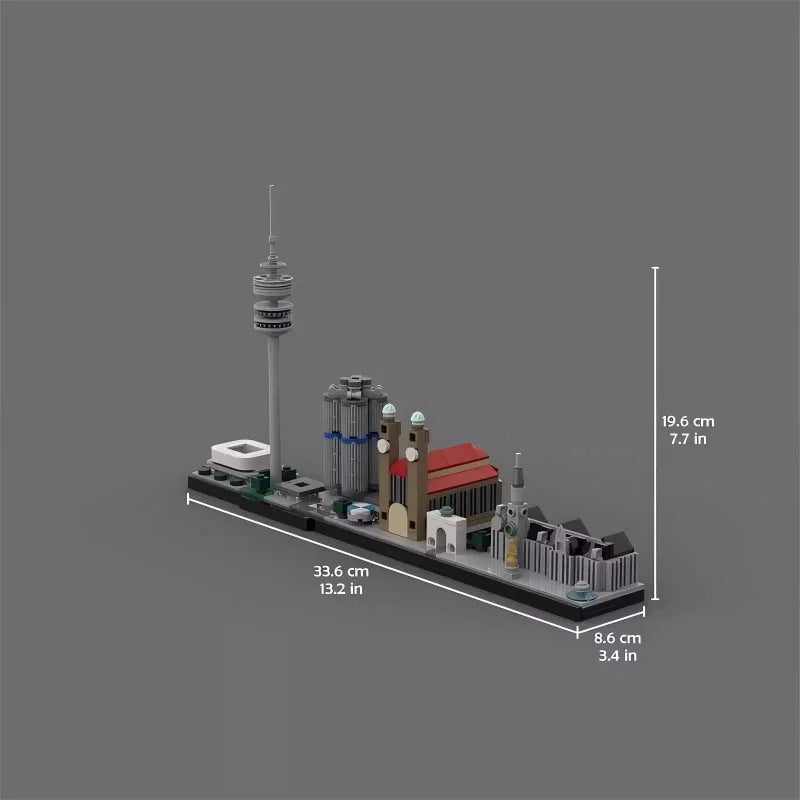 MOC Creative City Architecture Street View Building Blocks Kids Puzzle Toys Germany Munich Skyline Model Birthday Gift Ornament