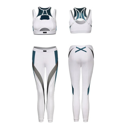 Patchwork Tight Yoga Set for Women Sexy Cosplay Sports Outfit Thermal Activewear