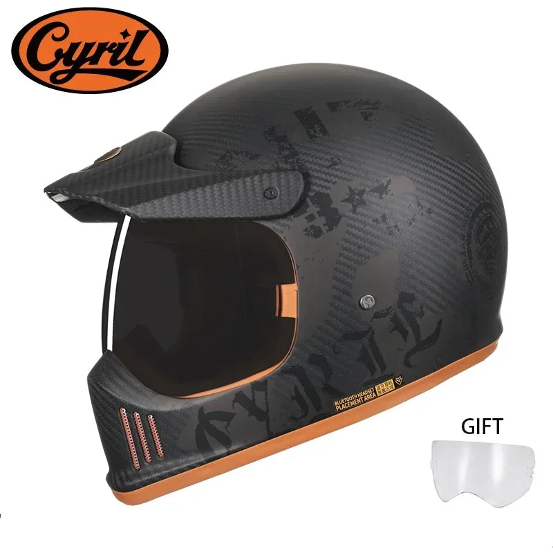 Full Face Motorcycle Helmet Lightweight Carbon Fiber Helmet Racing for Men Women DOT Ece-R22/05 Approved CYRIL FF380