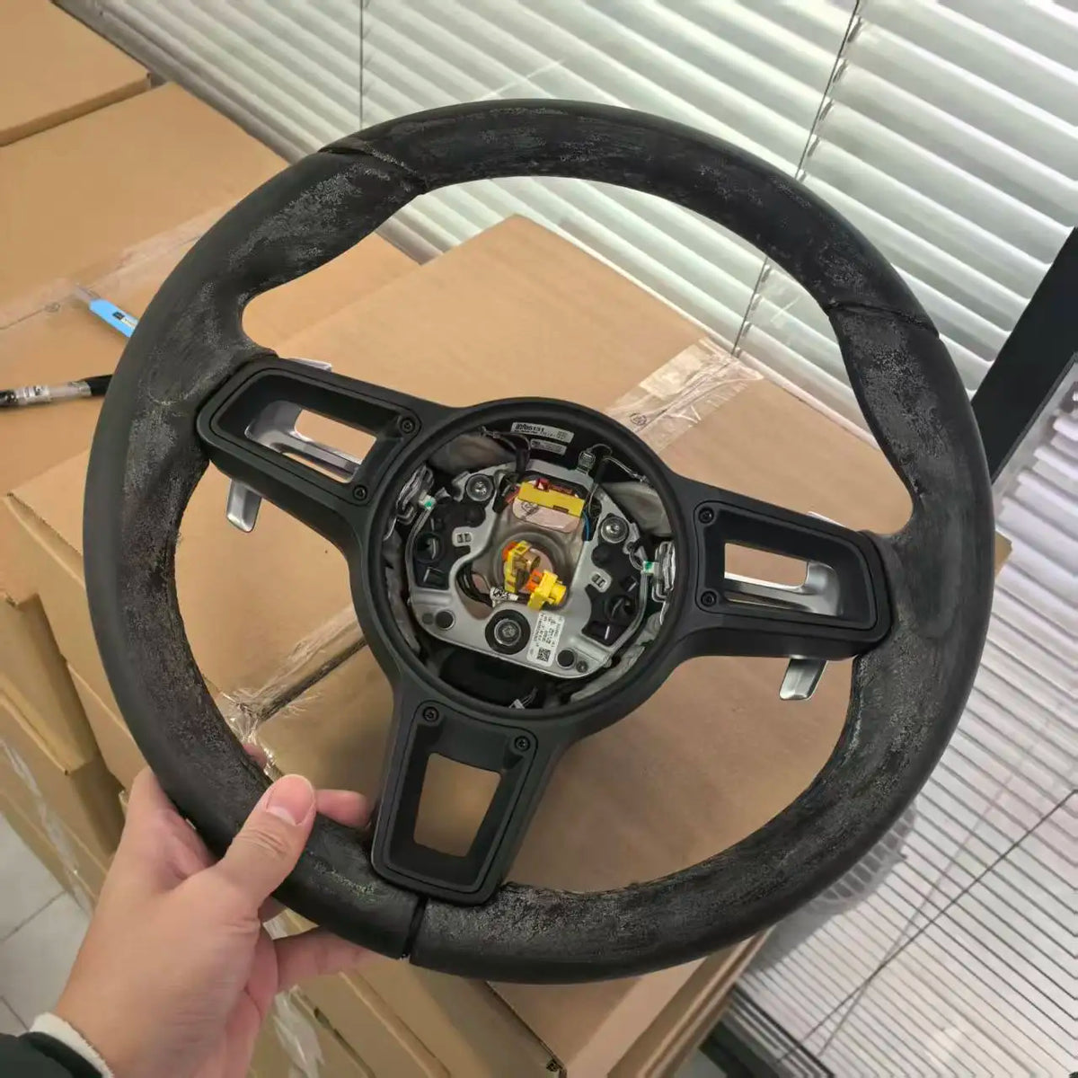 GT Riveted Steering Wheel Frame Black Trim Non-Destructive Replacement for Cayenne Boxster Macan Carrera Boxster Cayman