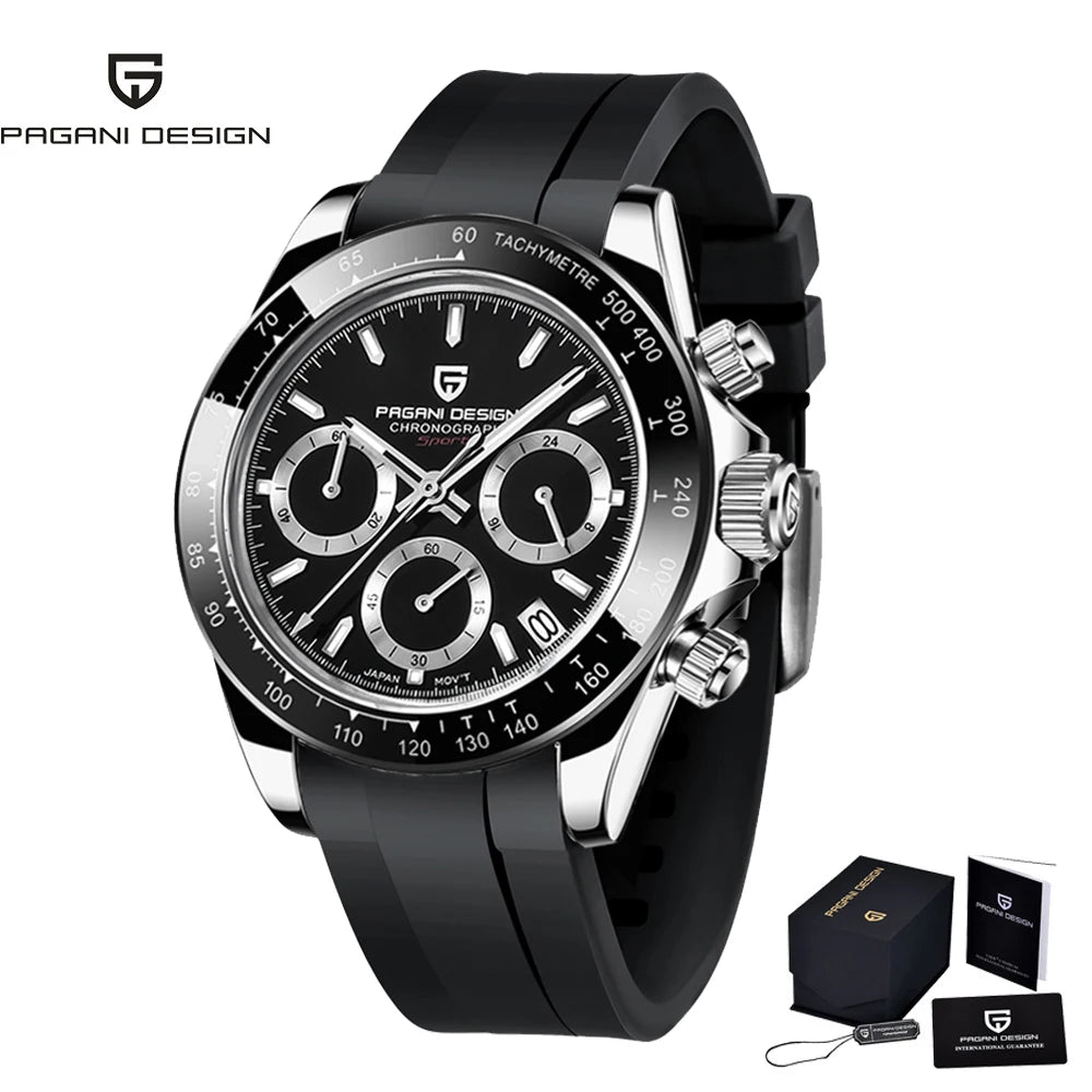 PAGANI Design PD1644 Men Quartz Watches Top Brand Luxury Sports Sapphire Stainless Steel Waterproof Chronograph Reloj Hombre