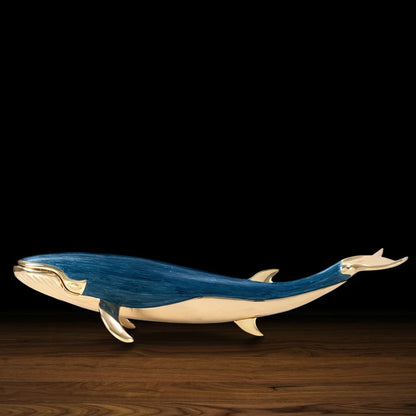Luxury Enamel Whale Sculpture Alloy Material Animal Model Statue Modern Living Room Office Desktop Wine Rack Home Decor Craft