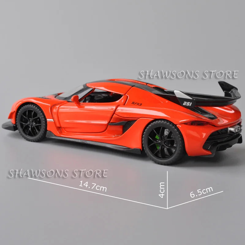 1:32 Scale Diecast Model Car Toys Koenigsegg Jesko Miniature Replica Pull Back Sound Light