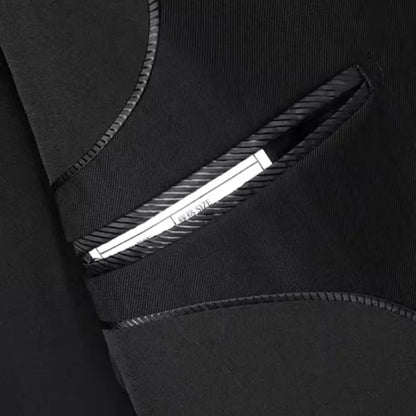 New (Blazer+pants) Men's Fashion Business Gentleman Italian Style Slim Solid Color Professional Suit Wedding Groom Best Man Suit