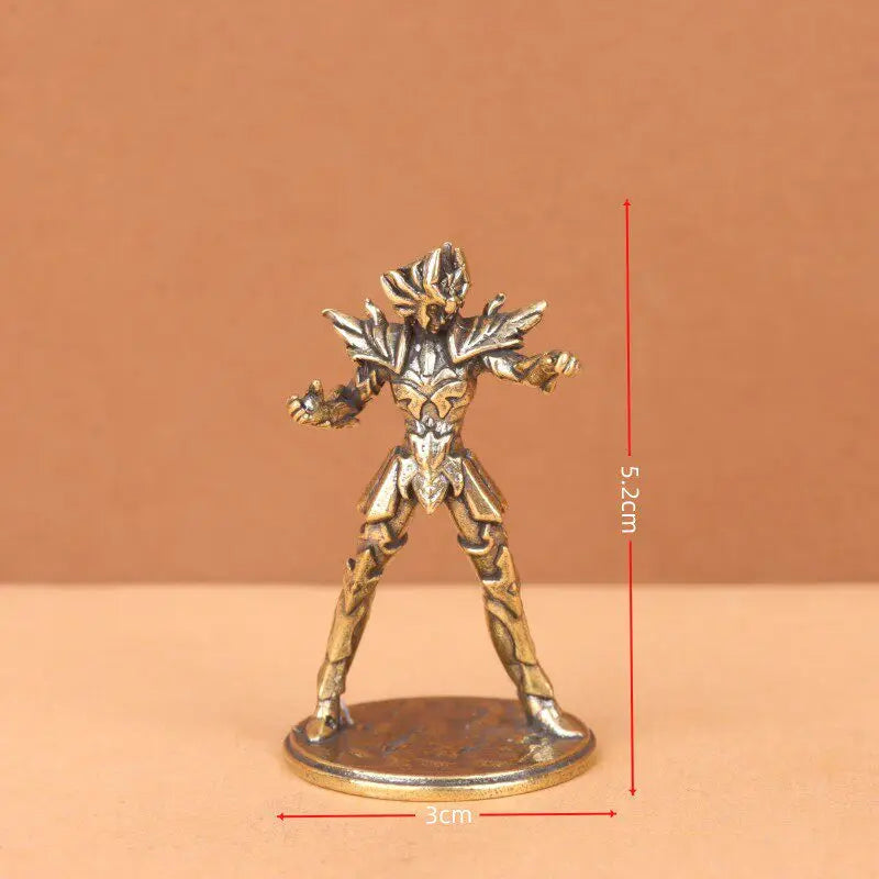 Gold Saint brass Mini Figures twelve zodiac Saint Seiya ornament cartoon model desktop decoration copper gift