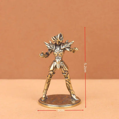 Gold Saint brass Mini Figures twelve zodiac Saint Seiya ornament cartoon model desktop decoration copper gift