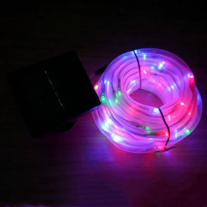 12m/22m/32m Solar Powered Christmas Tree Flexible Fairy Tube Rope String Lights W/Remote Control Copper Wire Outdoor Decoration