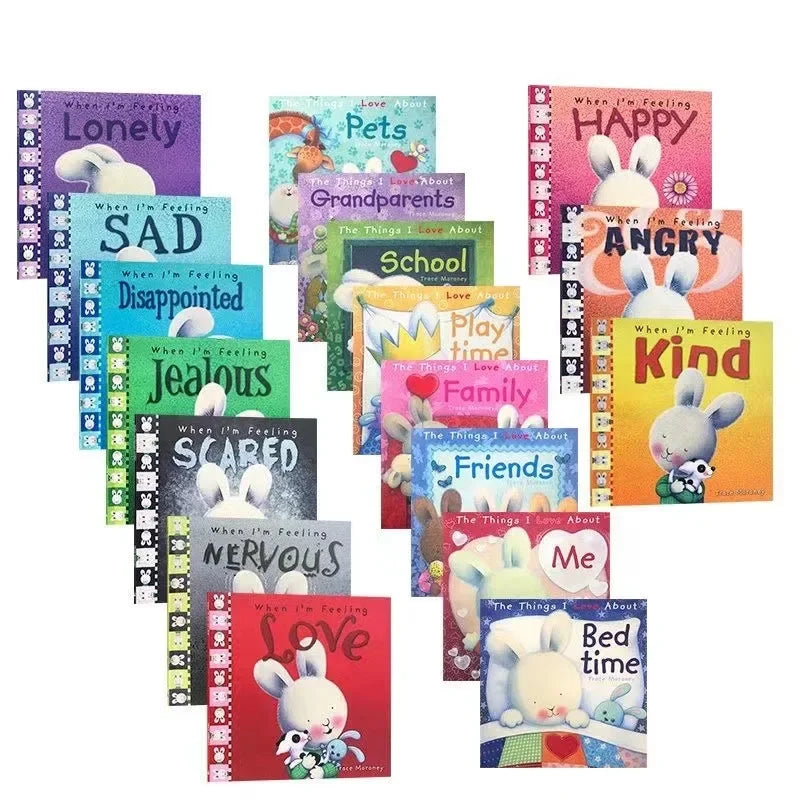 18 Books/set When I 'm Feeling Hairy Rabbit Picture Story Reading Book English Baby Regulate Emotion Management Books