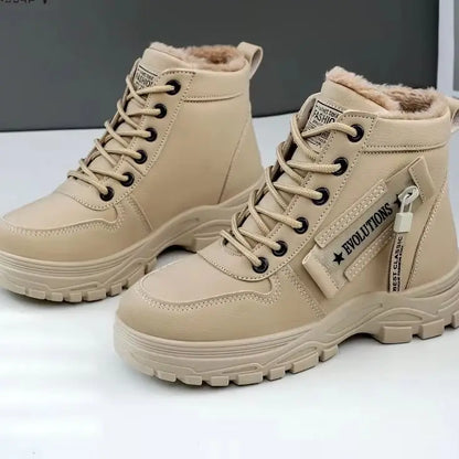 New Style Snow Boots for Men and Women Fashionable and Warm Thick Cotton Shoes Waterproof  Lace Up Mid Tube Cotton Boots 35-45
