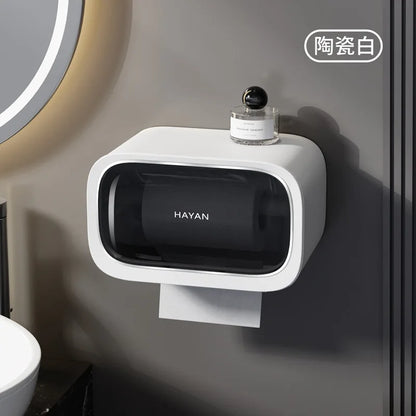 Toilet Paper Box, Toilet Tissue Roll Paper, Toilet Paper Drawer, Wall Mounted Waterproof Toilet Shelf Without Punching Holes
