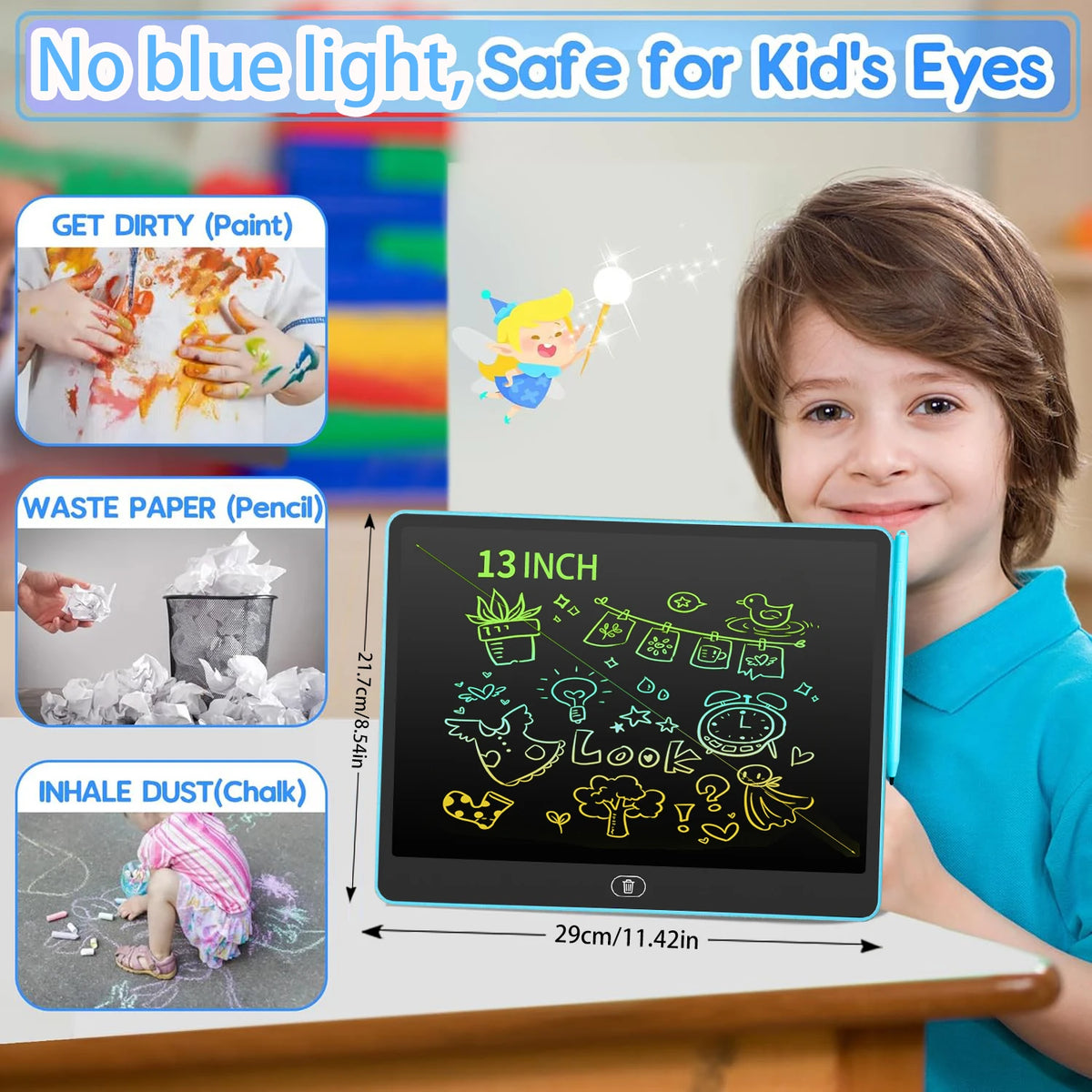 16/13/11 Inch LCD Writing Board Drawing Tablet Kids Writing Painting Children Educational Toys for 3 4 5 6 7 8 Years Girls Boys