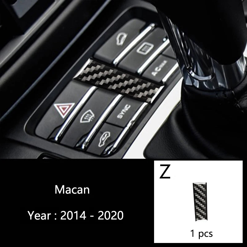 Accessories For Porsche Macan Carbon Fiber Car Inner Control Gear Shift Panel Water Cup Holder Cover Trim Decoration Car Sticker