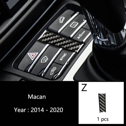 Accessories For Porsche Macan Carbon Fiber Car Inner Control Gear Shift Panel Water Cup Holder Cover Trim Decoration Car Sticker