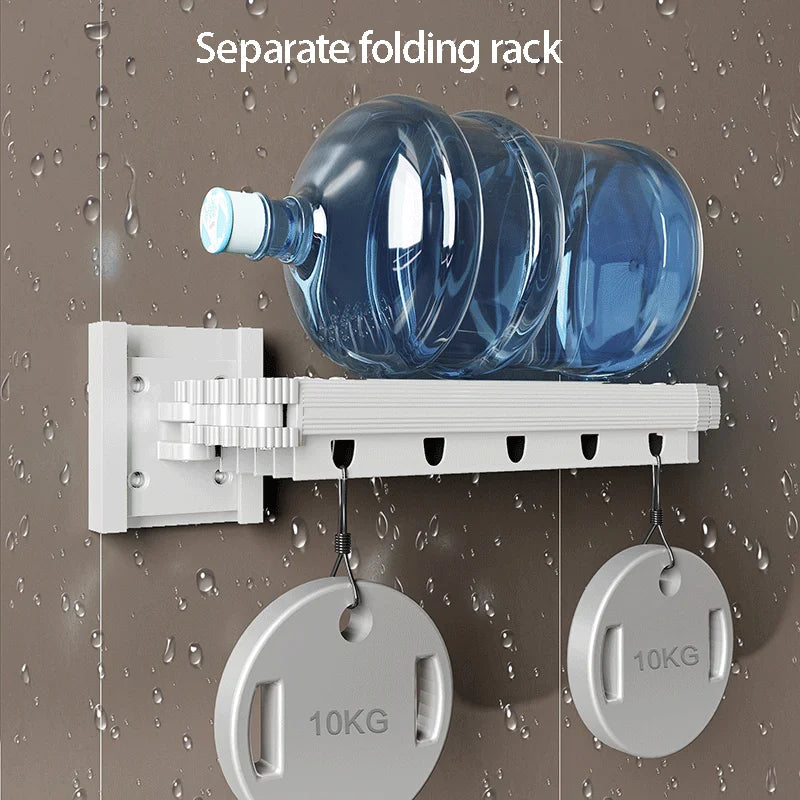 Foldable Shower Curtain Rod Set, Waterproof High-End Bathroom Partition for Wet and Dry Separation, with a Folding Rack