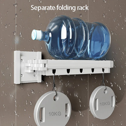 Foldable Shower Curtain Rod Set, Waterproof High-End Bathroom Partition for Wet and Dry Separation, with a Folding Rack