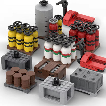 MOC Fuel Gas Tank Building Blocks Kit Wine Barrels Goods Container Forklift Bricks Toys Boys Gift