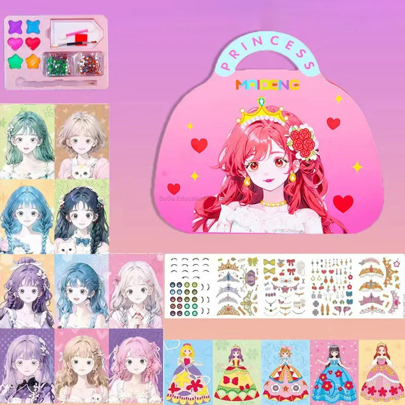 Kawaii Coloring DIY Princess Makeup Set  Arts and Crafts Kids Girls Children Toy Book Lover Gifts Art Supplies