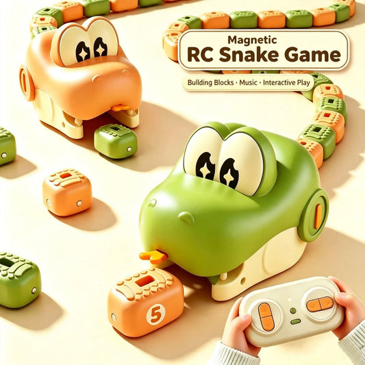 Remote Control Magnetic Eating Snake Toy Greedy Bean Chasing Game RC Car Interactive Educational Toy children Christmas Gifts