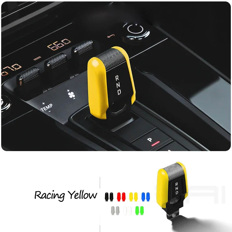 Car Carbon Fiber Gear Carmine Red Shift Lever Knob Trim Cover for Porsche 911 992 2020-2025 Replacement Modified Accessories