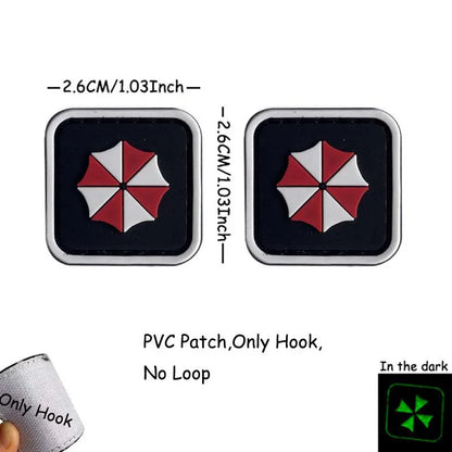 1PC,2PCS/ Umbrella Corporation PVC Rubber Morale Emblem,Biohazard Insignia Applique Embroidered patches,Tactical Backpack Badges