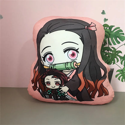 Demon Slayer 10cm Pillow Keychain Boys Girls Creative Charm Bag Pendant Children Toys Cartoon Plush Keychain Memorial Gift