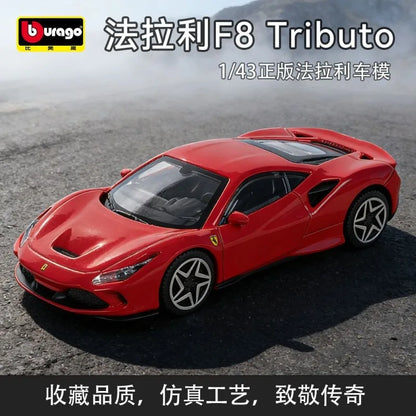 Bburago 1/43 Scale Ferrari F8 Tributo Simulation Sports Car Model Exquisite Desktop Ornament Gift For Boys