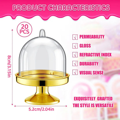 5/20Pcs Mini Candy Cupcake Stand Holder with Clear Lid Chocolate Dessert Display Tray Wedding Kids Birthday Party Decor Supplies
