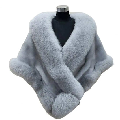 Luxury Fur Women Poncho Fluffy Shawl Fur Evening Dress Shawl Wedding Banquet Shawl Dress Shawl Plush Cape Coat Women Jackets