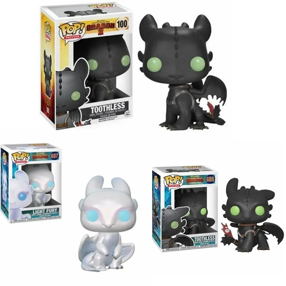 Funko Pop How to Train Your Dragon Toothless #100 #686 Light Fury #687 Action Figure Toys Collection Dolls Gifts for Children