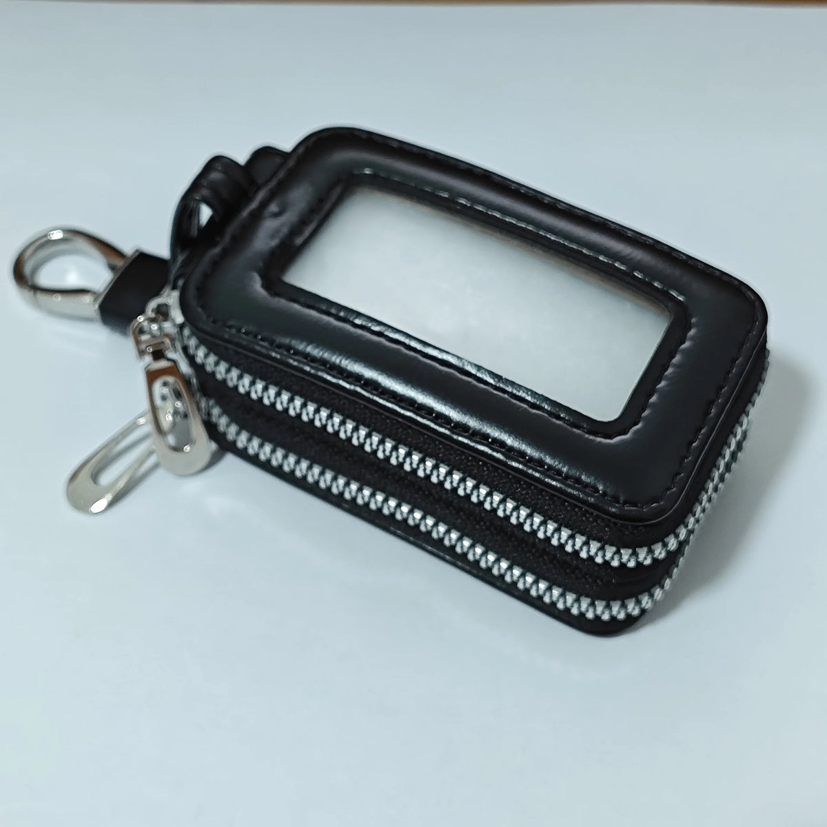 High-End Double Layer Zipper Car Key Holder Leather Key Case Large Capacity Universal Men Women Key Pouch with Keychain