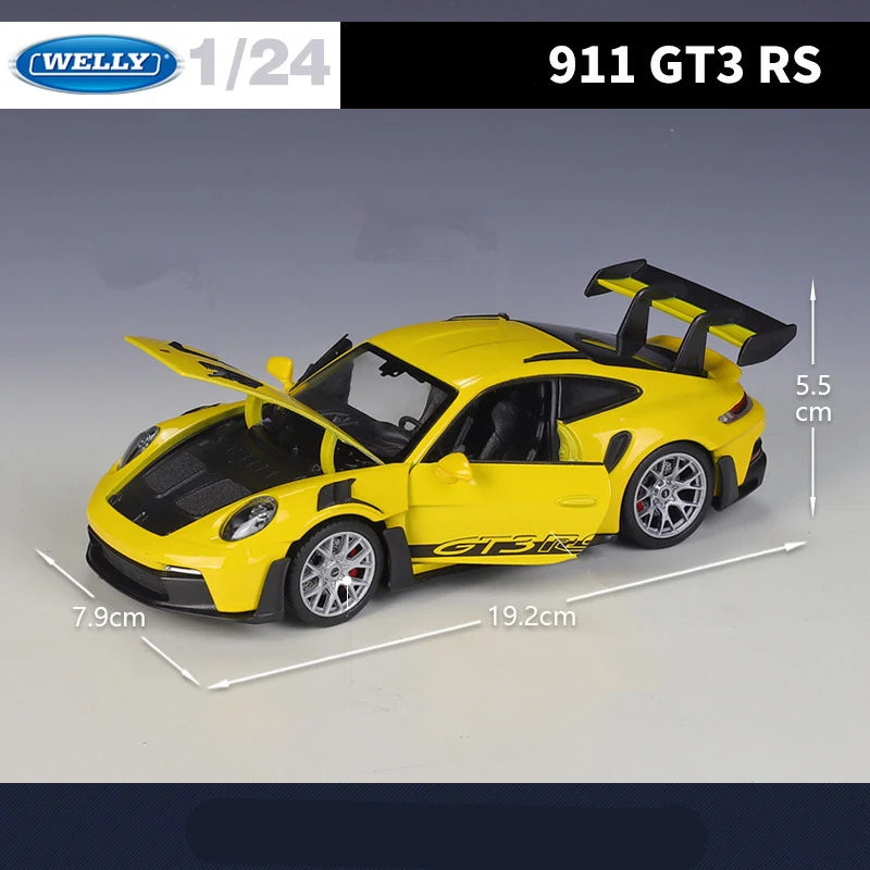 Welly 1:24 Porsche 911 GT3 RS Alloy Sports Car Model Diecast Metal Track Racing Vehicles Car Model High Simulation Kids Toy Gift