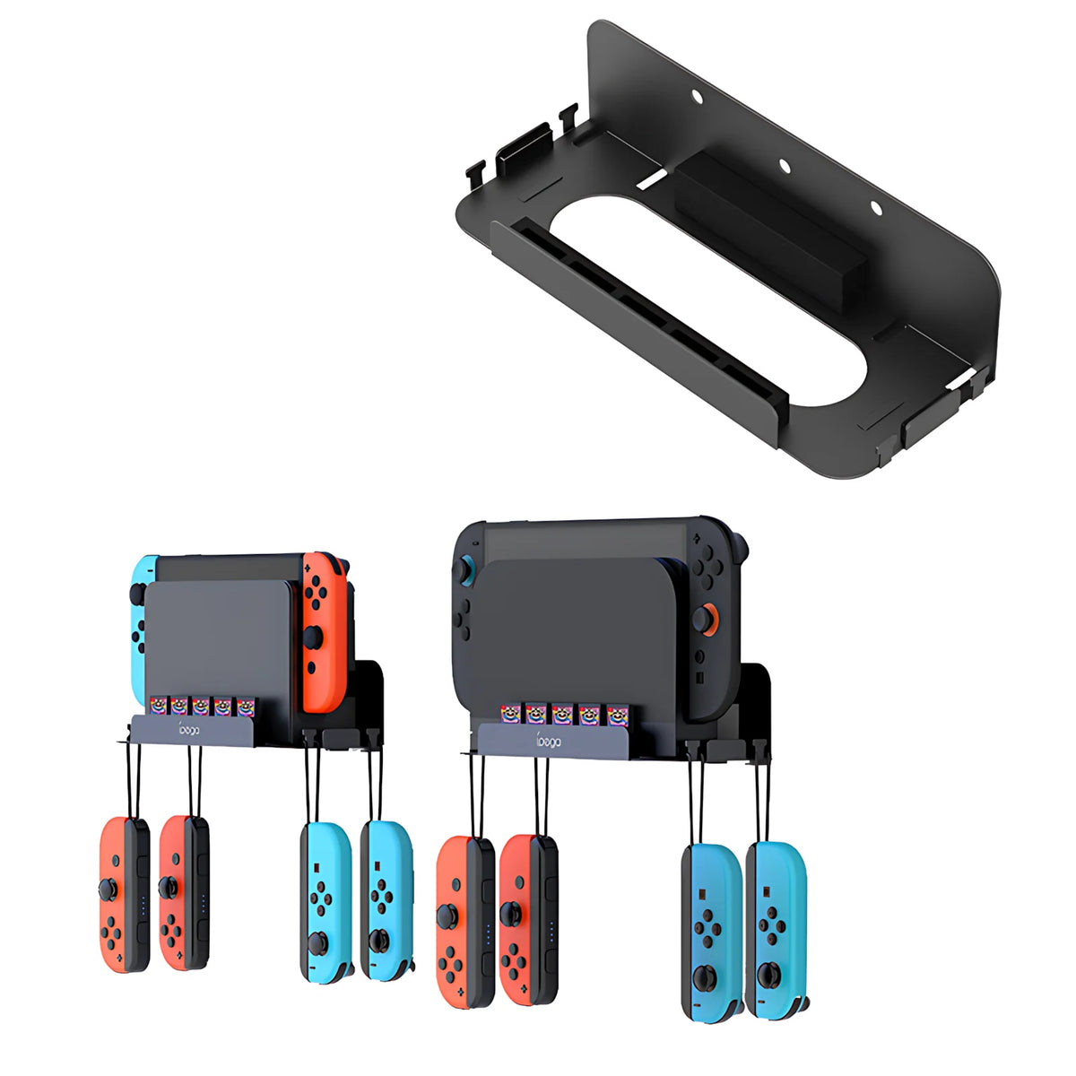 Wall Mount for  Switch 2/Switch 1, Model PG-SW2072: Storage Wall Stand with 5 Game Card Holders & 4 Joy Con Brackets
