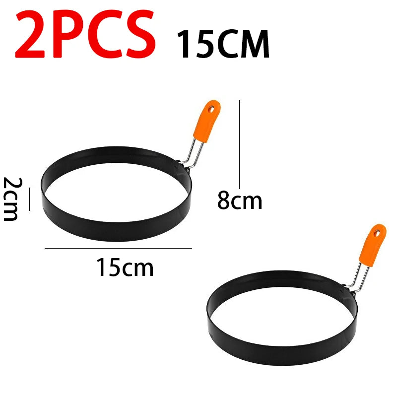 Fried Egg Ring Stainless Steel with Heat  Resistant Silicone Handle Non-Stick Fried Egg Mold Scrambled Eggs Form