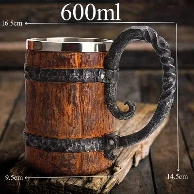 600ml Viking Skull Mug Stainless Steel Coffee Mugs Travel Cup Horn Drinking Tea Mug Halloween Decoration Ceramic Tiki Mug