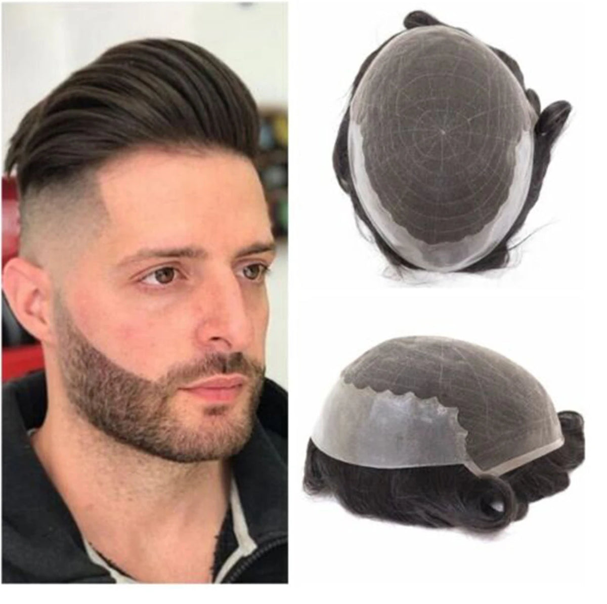 Q6 Lace Toupee Men Europe Human Hair Male Wig Swiss Lace Front Men Hair Replacement System Unit Man Wig Natural Hair Prosthesis